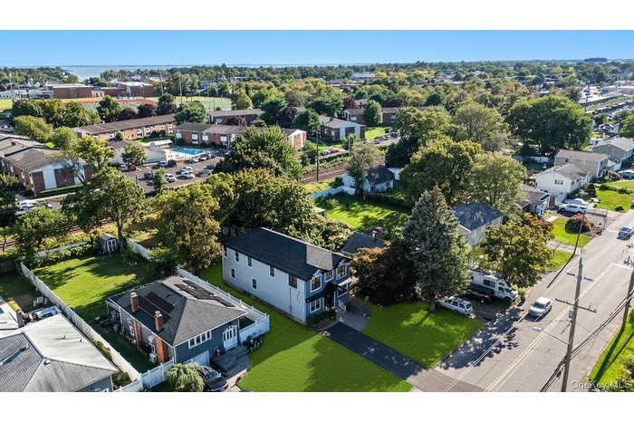 Aerial perspective of suburban area