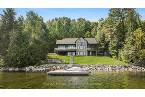 Step inside this brand new, 4600 sq ft lakeside retreat on beautiful Haliburton Lake.