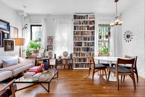 This charming and pin drop quiet 2 bedroom home on the 4th floor faces the interior of the co op.