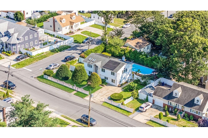 Aerial perspective of suburban area