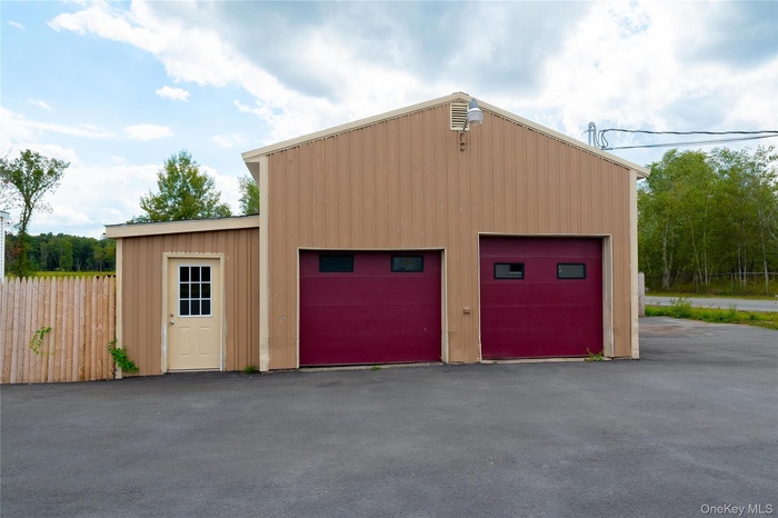 View of detached garage
