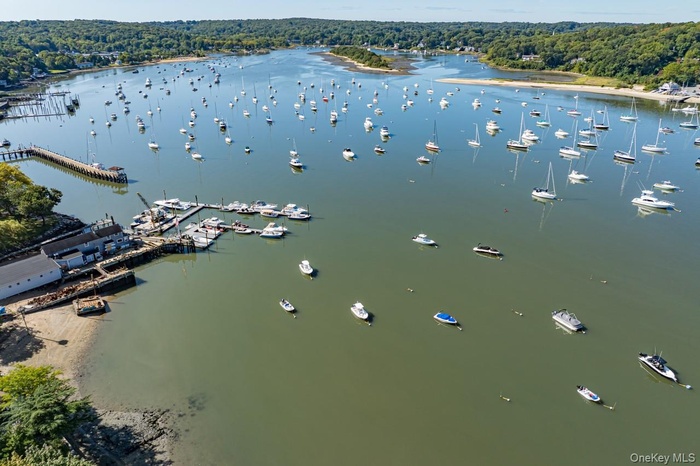 Bird's eye view of a nearby body of water
