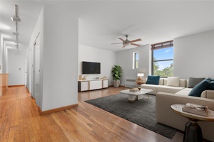 Welcome to this 2 bedroom, 2 bath corner unit sitting on the 4th floor of an impeccably maintained, pet friendly elevator building just steps from Fort Tryon Park !