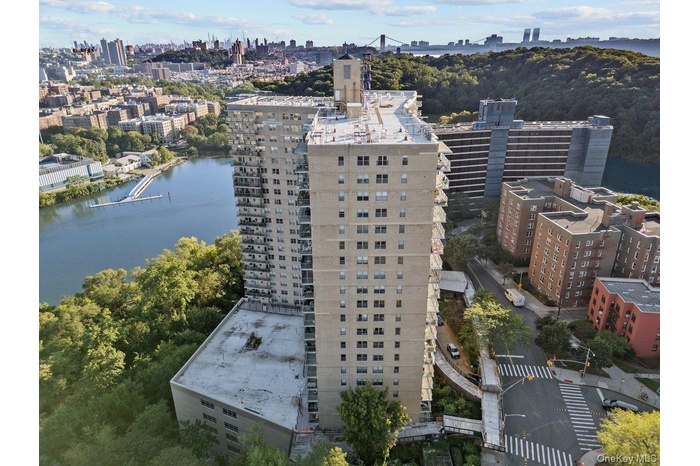 View of urban area featuring a large body of water
