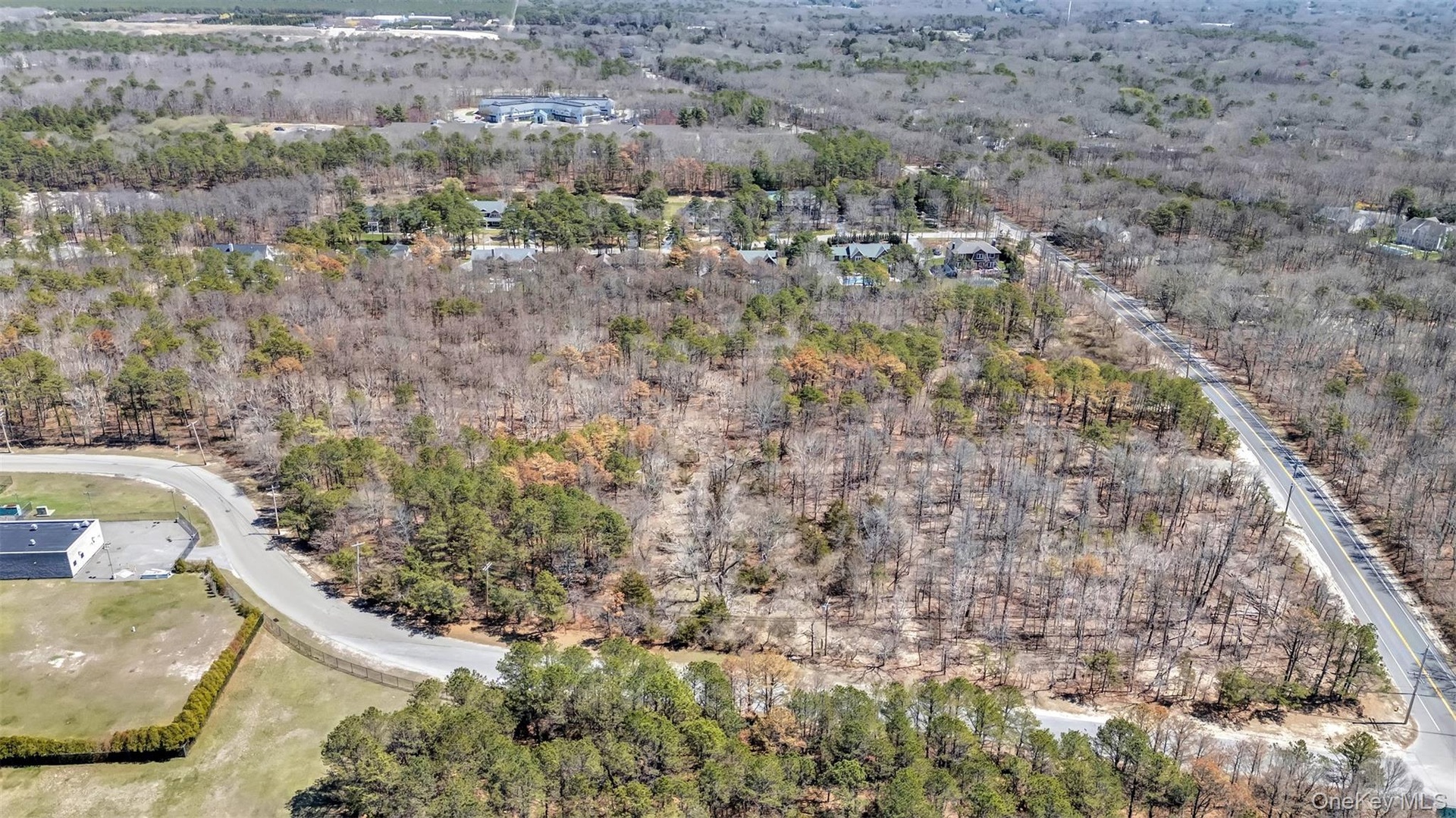 Birds eye view of property with a view of trees