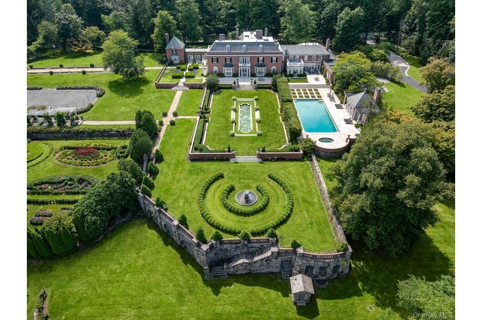 Aerial view of a pool