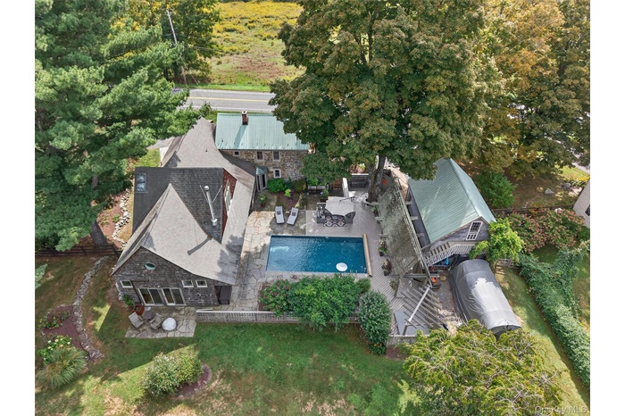 Aerial view of the backyard