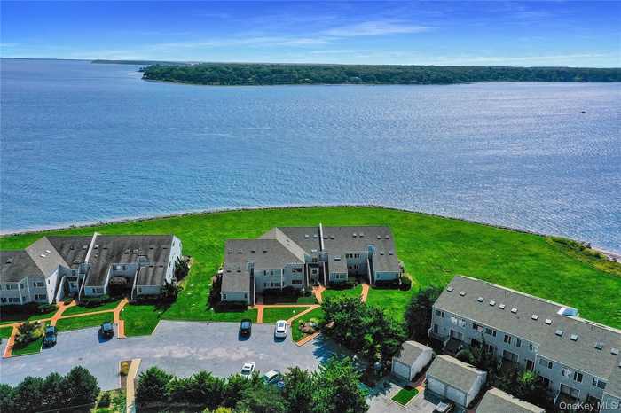 Aerial view of a nearby body of water
