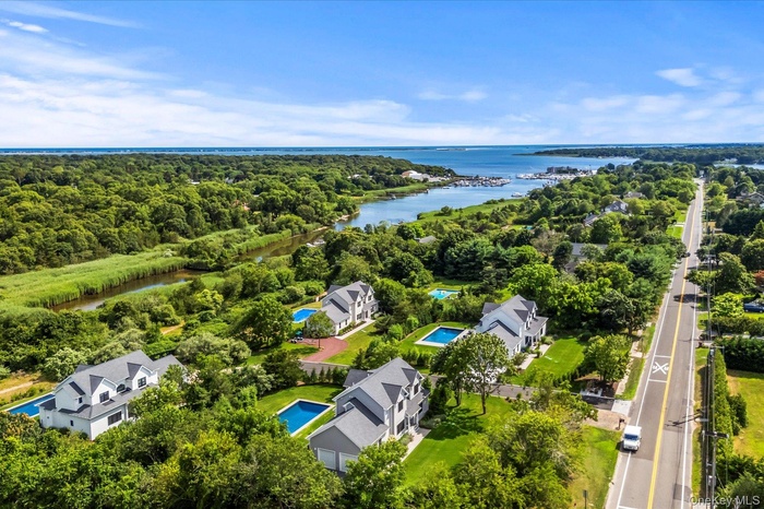 Bird's eye view of a nearby body of water