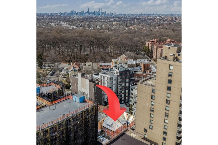 Drone / aerial view of city skyline