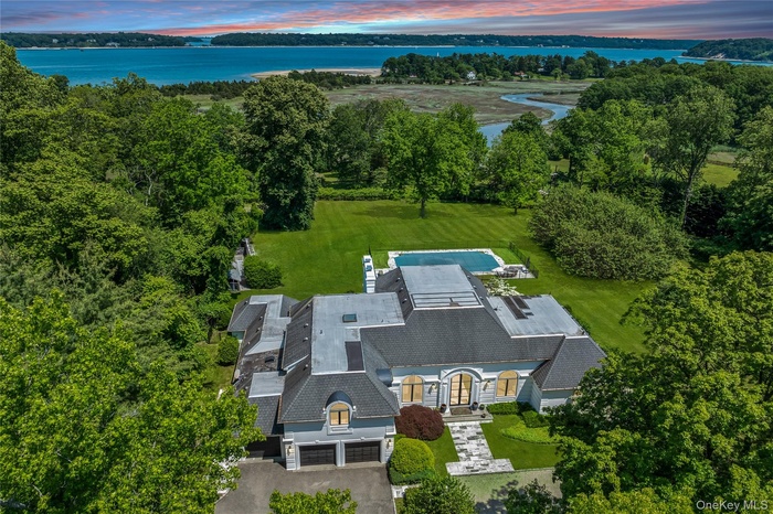 Aerial view of 'Privacy' at 204 Centre Island Rd, Centre Island, NY