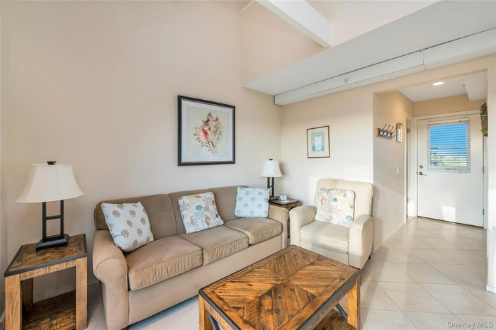 View of tiled living room
