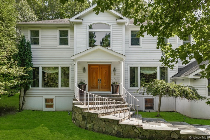 View of front of home with a front lawn