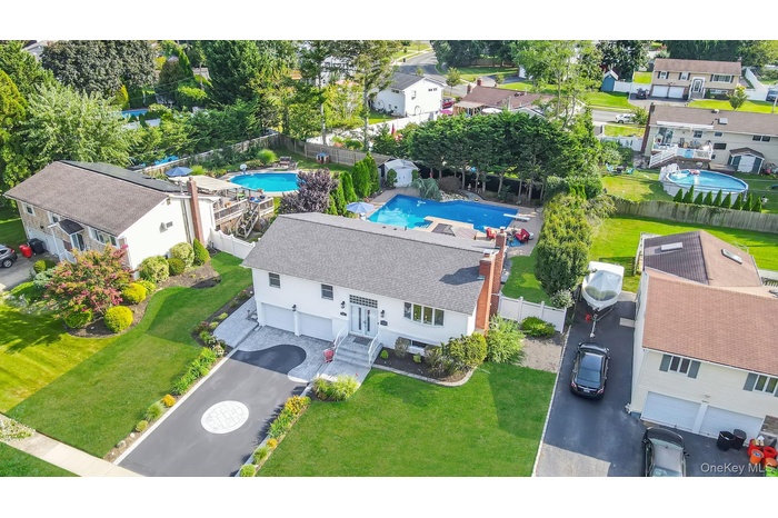 Aerial view of a pool area
