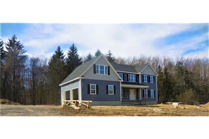 Traditional-style home with covered porch and a garage