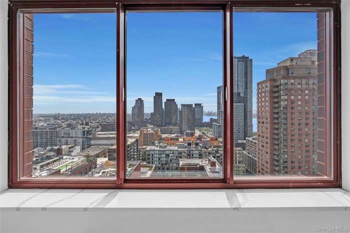 Detailed view of city skyline