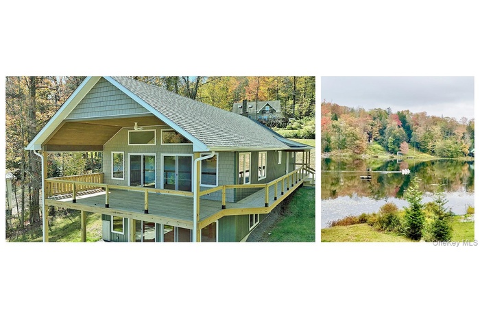 Home with spacious  deck overlooking Lake Muskoday and a view of the Lake.