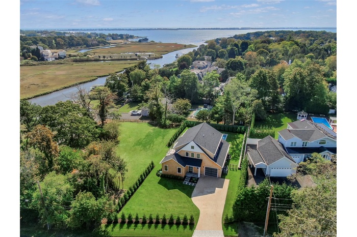 Aerial view of a large body of water