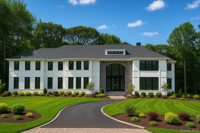 View of front of property featuring a chimney, stucco siding, stone siding, and a shingled roof