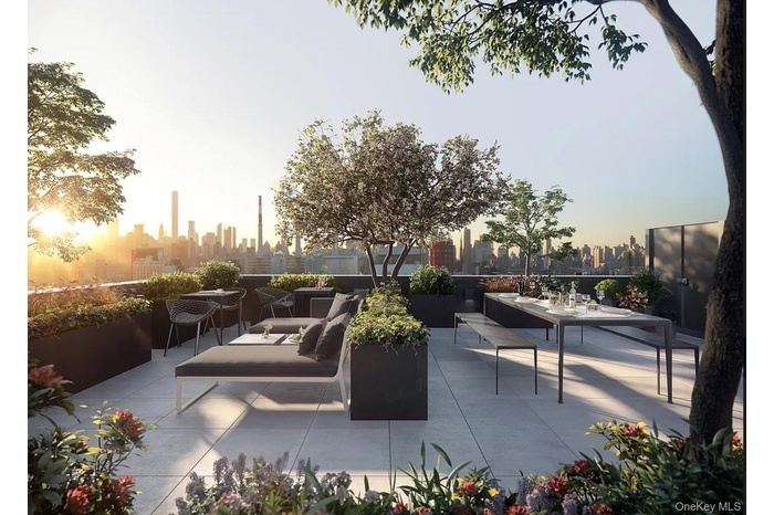 View of patio with a view of skyline and an outdoor living space