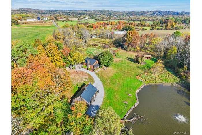 Bird's eye view of a nearby body of water