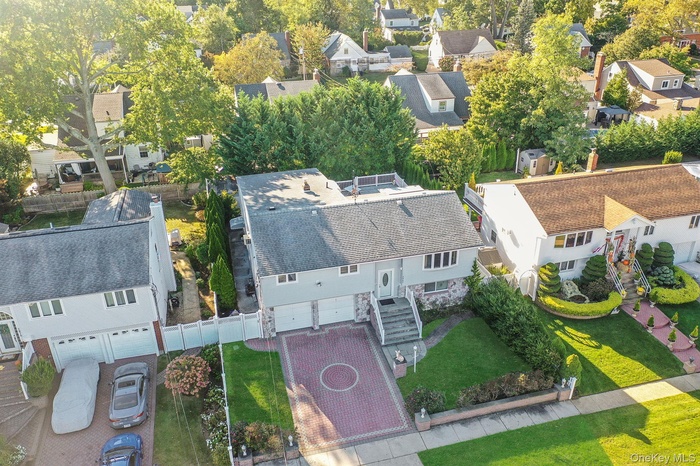 Aerial perspective of suburban area