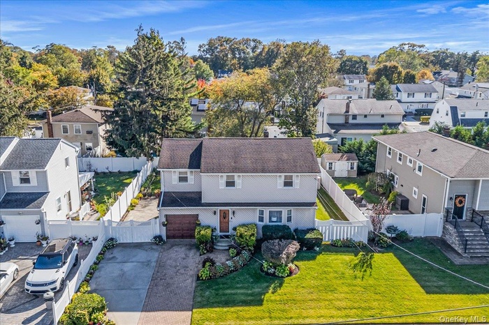 Aerial perspective of suburban area