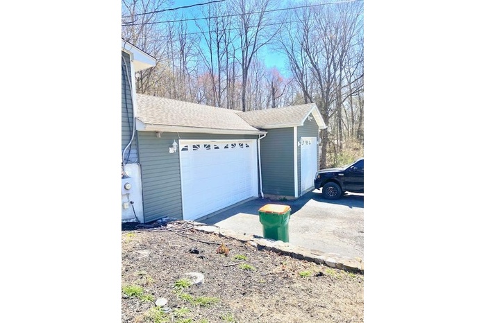 View of oversize garage