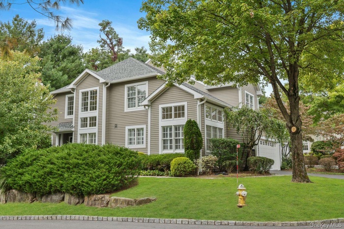 Traditional-style house with a garage, a front yard, and driveway