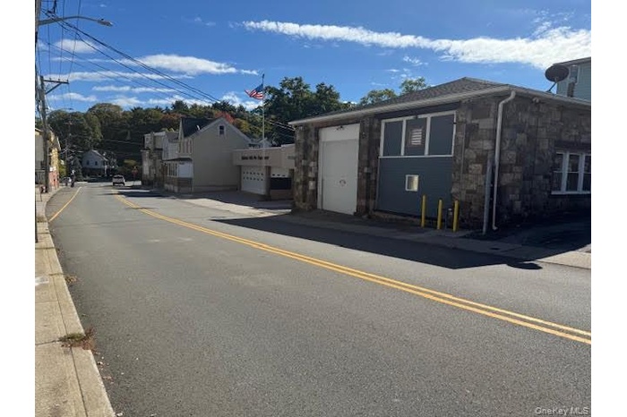 View of the overhead door of the front of the commercial unit.