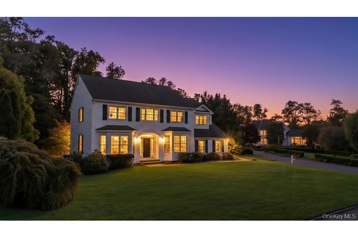 Colonial house with a front lawn