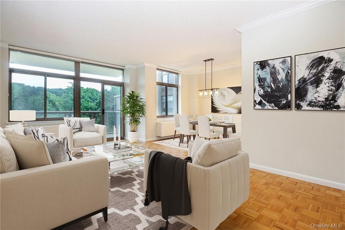 Virtually staged living room.