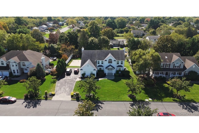 Aerial perspective of suburban area