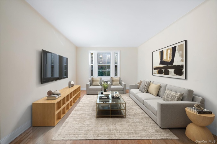 Living room with wood finished floors