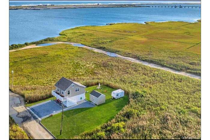 Aerial view of a large body of water