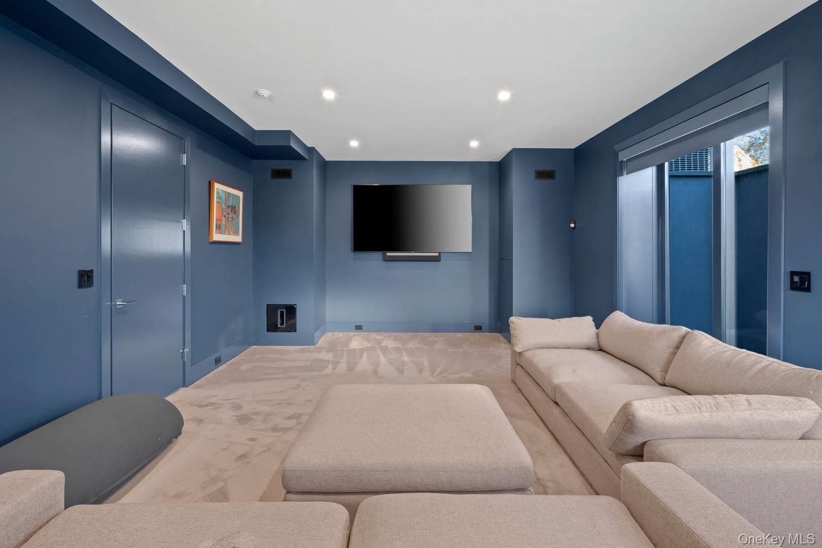 Home theater with carpet floors