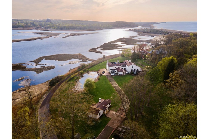 Aerial view of Home, Cottage and Land. Nissequogue River and LI Sound