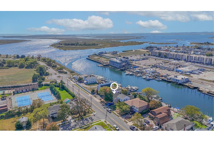 Aerial view of a large body of water