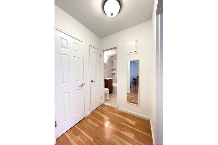Unfurnished bedroom with light wood finished floors, a closet, and ensuite bath
