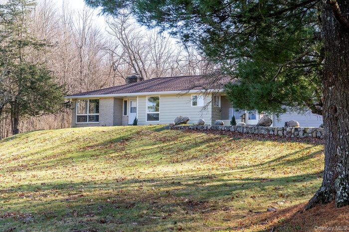 View of front of property with a front lawn