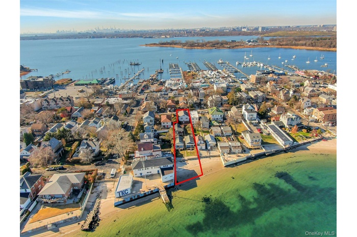 Drone shot of entire property lined in red.