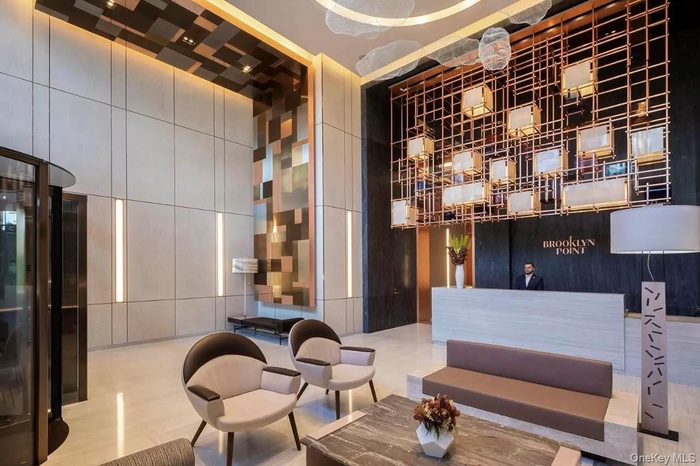 Lobby with a towering ceiling