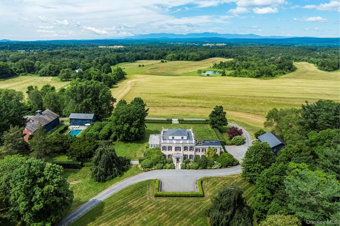 Aerial view of a water and mountain view