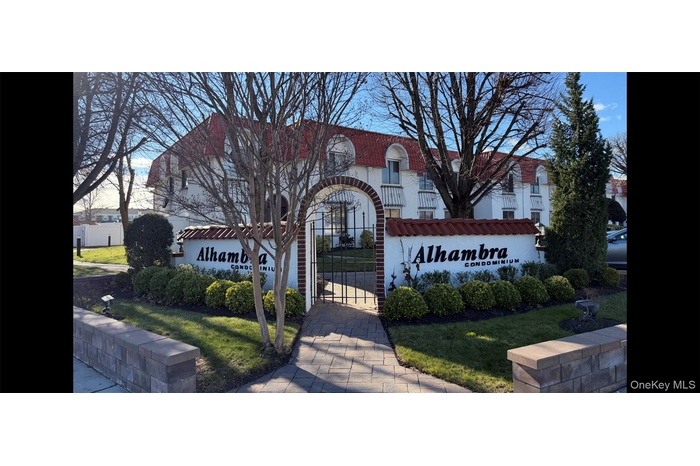 Community sign with a gate