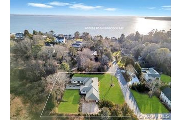 Aerial view of a nearby body of water