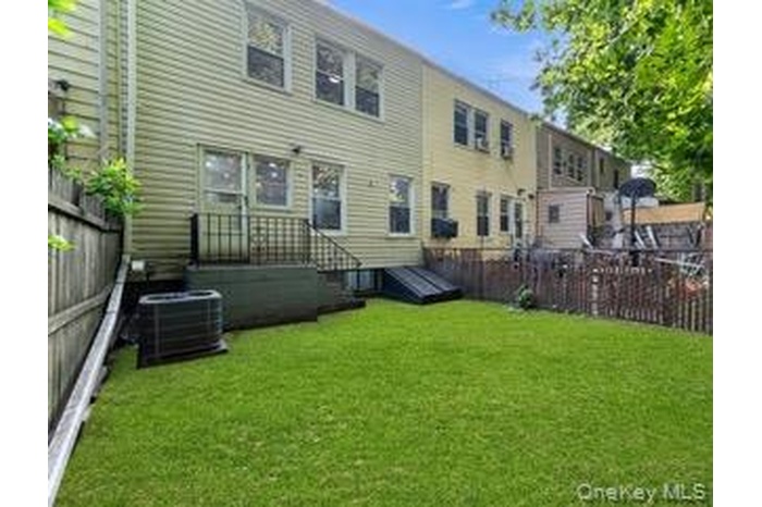Rear view of property with a fenced backyard