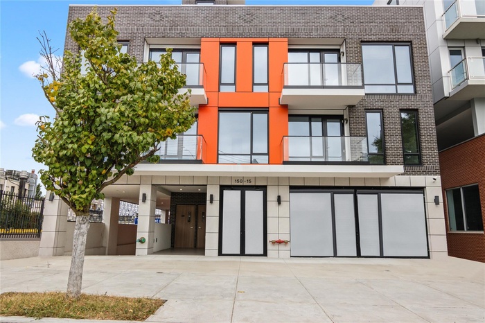 View of property with elevator