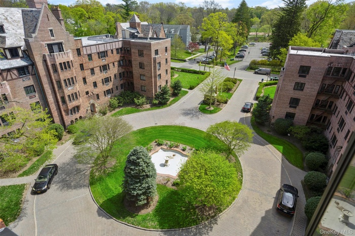 Stunning brick courtyard with fountain