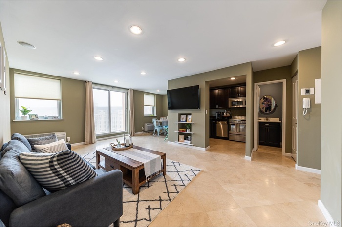 Open floor plan oceanfront living room