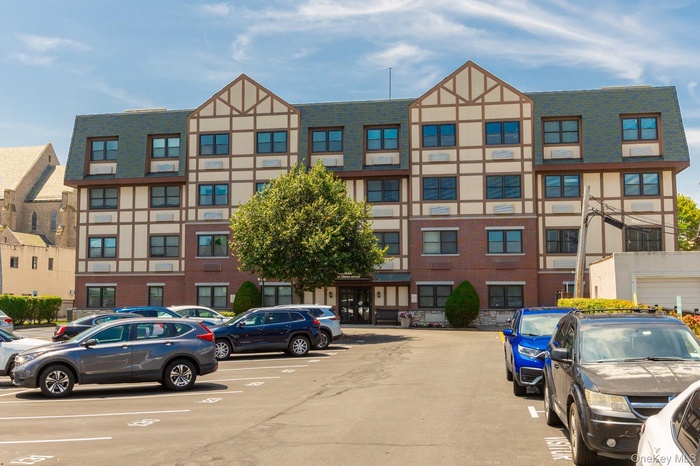 Back of building with private parking